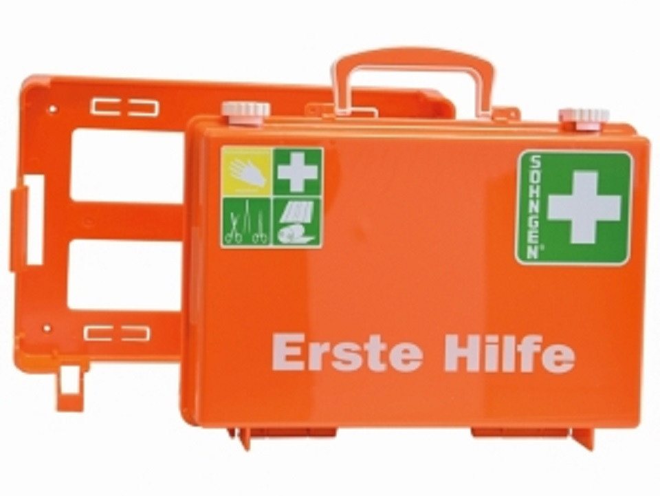 HaWe Erste-Hilfe-Koffer HaWe Erste-Hilfe-Koffer, 01.138, (72 tlg., 72 St), Koffer orange mit Aufdruck. Hochwertige Verbandst., inkl. Wandh. von HaWe