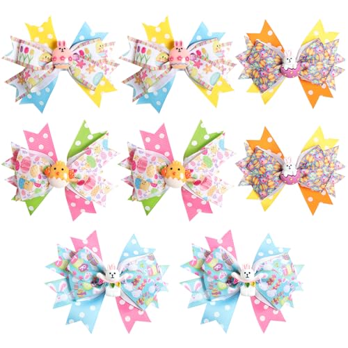 Haakong 8 x Osterschleifen Clips Häschen Haarnadel Kaninchen Kopfbedeckung Partyzubehör Ei Haarschmuck für Mädchen Ostern Urlaub von Haakong