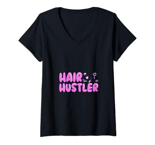 Damen Haar Hustler - Haarstyling T-Shirt mit V-Ausschnitt Damen Haar Hustler - Haarstyling T-Shirt mit V-Ausschnitt von Haarstyling und Beauty Profi Designs