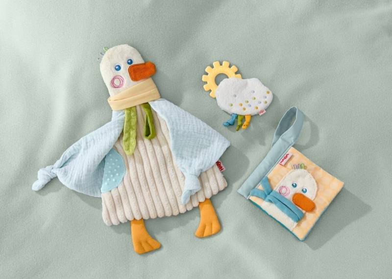 Haba Schnullerbefestigung Babywelt Baby-Spiel-Set Gans 3in1 mit Schnullerkette 2012332001 von Haba
