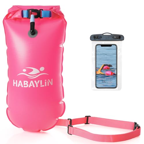 Habaylin Schwimmboje - 20L Rosa, Boje Schwimmen Schwimmbojen für Erwachsene und Kinder, Trockensack Gute Sicherheit beim Schwimmen Schwimm Boje aufblasbar für Open Water und Triathlon von Habaylin