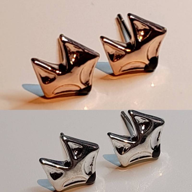 Füchslein Ohrstecker Mit Schwarz Emaillierter Schnautze Fuchs Ohrringe Stecker Rosegoldfarben/ Silberfarben von HaberElements14