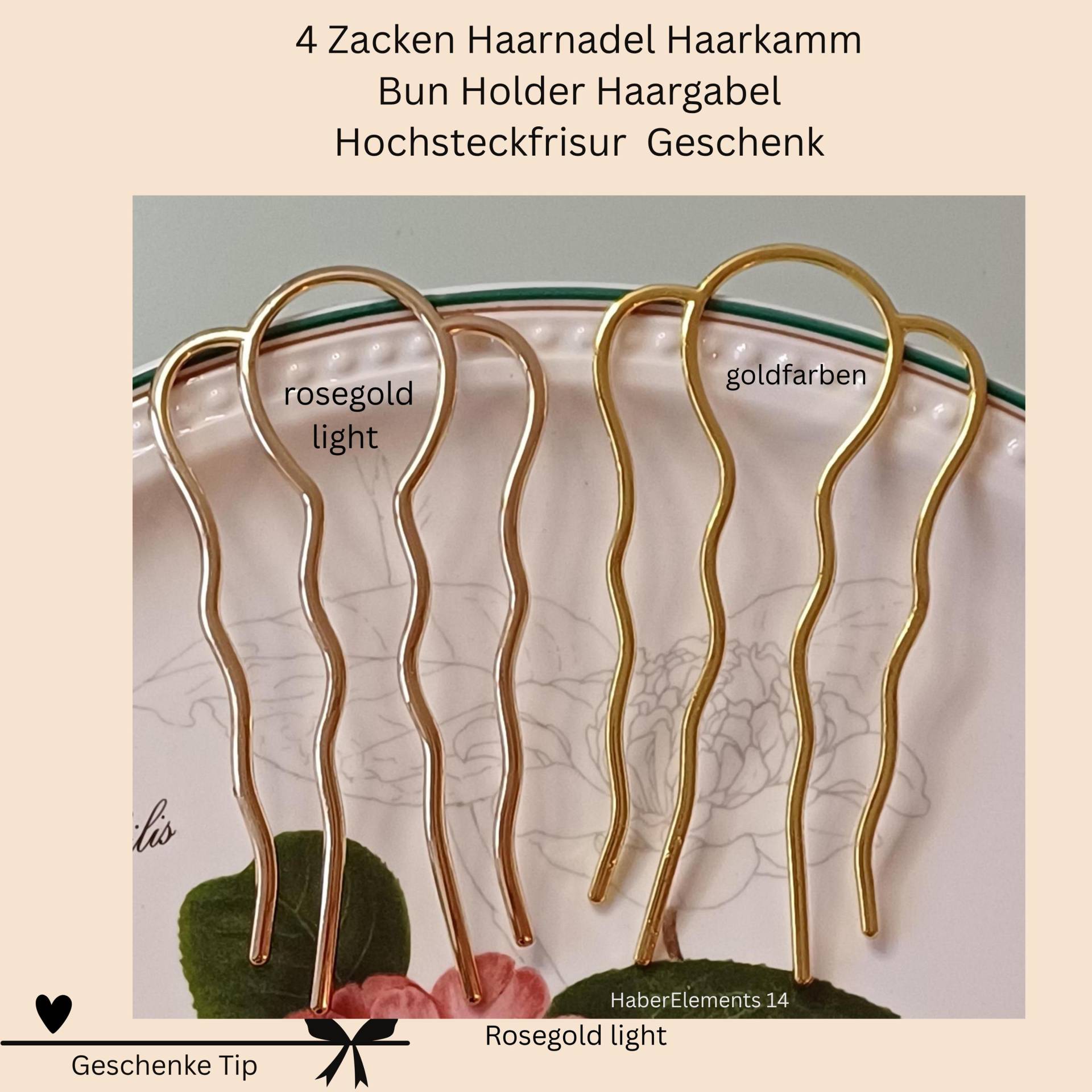 Haarnadel Groß Haarkamm 4 Zacken Bewährte Stabile Bun Holder Haargabel Hochsteckfrisur Hochzeit Bridal Hair Braut von HaberElements14
