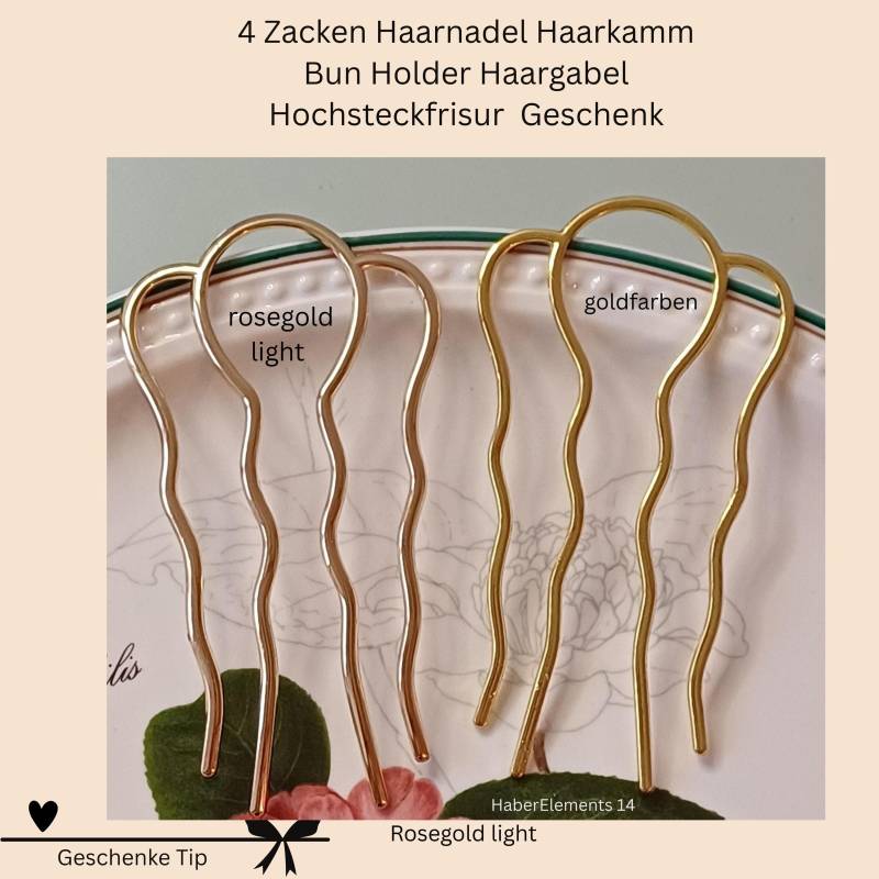 Haarnadel Groß Haarkamm 4 Zacken Bewährte Stabile Bun Holder Haargabel Hochsteckfrisur Hochzeit Bridal Hair Braut von HaberElements14