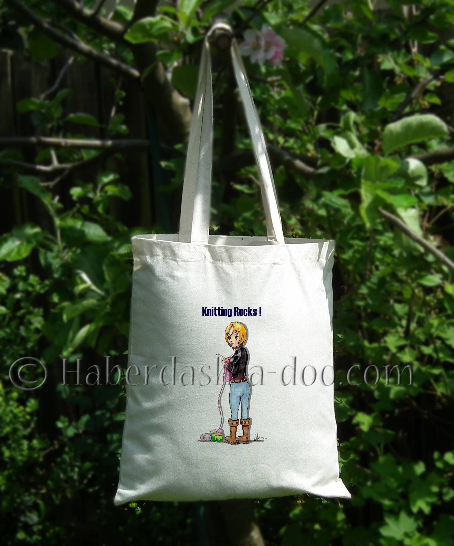 Knitting Rocks Einkaufstasche/Handarbeitstasche Shopper Tote Bag Stricktasche Knitting Rocks Einkaufstasche/Handarbeitstasche Shopper Tote Bag Stricktasche von Haberdashadoo