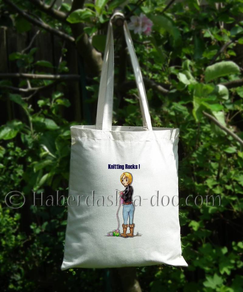 Knitting Rocks Einkaufstasche/Handarbeitstasche Shopper Tote Bag Stricktasche Knitting Rocks Einkaufstasche/Handarbeitstasche Shopper Tote Bag Stricktasche von Haberdashadoo