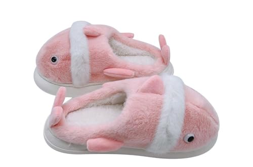 Babyhai Baumwoll Hausschuhe für Kinder Mädchen Jungen niedliche Plüsch warm flauschig rutschfest bequem (PINK, EU Schuhgrößensystem, Grundschulkind, Damen, Numerisch (von/bis), M, 30, 31) von Habib Gruppe