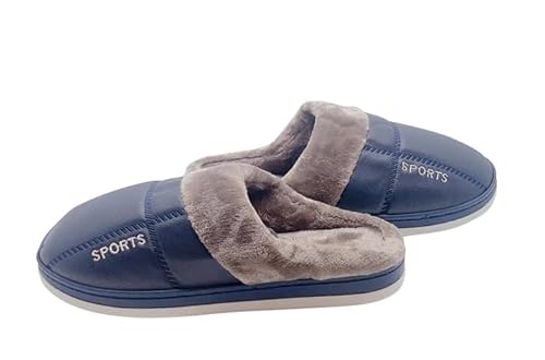 Habib Gruppe PU-Leder Herren Winter Hausschuhe Warme und Stilvolle Indoor bequem rutschfest Pantoffeln (BLAU, EU Schuhgrößensystem, Erwachsene, Herren, Numerisch (von/bis), M, 42, 43) von Habib Gruppe