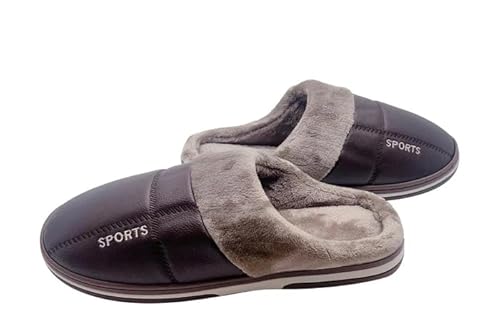 Habib Gruppe PU-Leder Herren Winter Hausschuhe Warme und Stilvolle Indoor bequem rutschfest Pantoffeln (BRAUN, EU Schuhgrößensystem, Erwachsene, Herren, Numerisch (von/bis), M, 42, 43) von Habib Gruppe