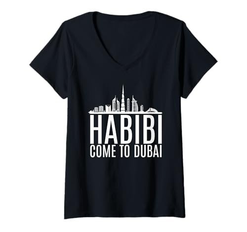 Damen Habibi Come to Dubai Lustiger Reichhaltiger arabischer Geldstapel Dubai T-Shirt mit V-Ausschnitt Damen Habibi Come to Dubai Lustiger Reichhaltiger arabischer Geldstapel Dubai T-Shirt mit V-Ausschnitt von Habibi Dubai Meme
