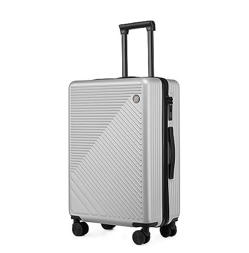 Habrur Rollkoffer Koffer Trolley 20 Zoll Leichtes Hardside-4-Rad-Spinner-Reisegepäck, Geschäftsgepäck Für Damen Koffer Gepäck Reisekoffer (Color : Silver, Size : 20inch) von Habrur