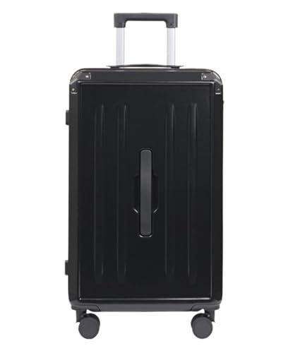 Habrur Rollkoffer Koffer Trolley Gepäck Für Damen-Koffer Mit Getränkehalter, USB-Spinnerräder, Hartschalengepäck Mit Schloss Koffer Gepäck Reisekoffer (Color : Black, Size : 20in) von Habrur