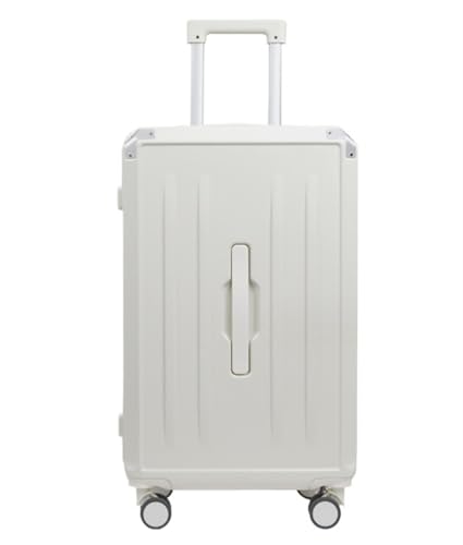 Habrur Rollkoffer Koffer Trolley Gepäck Für Damen-Koffer Mit Getränkehalter, USB-Spinnerräder, Hartschalengepäck Mit Schloss Koffer Gepäck Reisekoffer (Color : White, Size : 20in) von Habrur