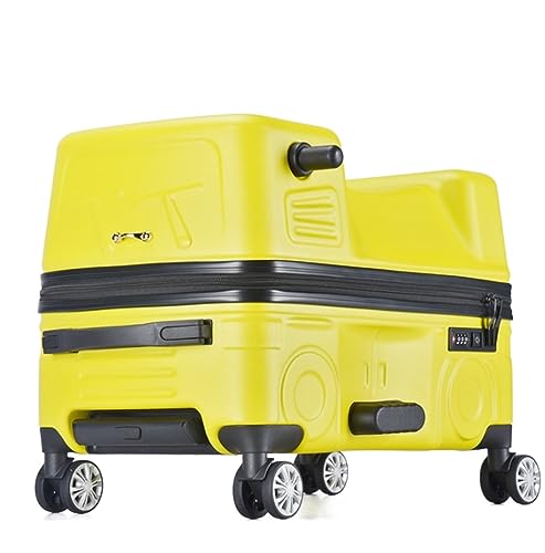Rollkoffer Koffer Trolley Kreative Reitkoffer Tragbares Gepäck Jungen Und Mädchen Reisen Harter Koffer Koffer Gepäck Reisekoffer (Color : Yellow, Size : 20inch) von Habrur