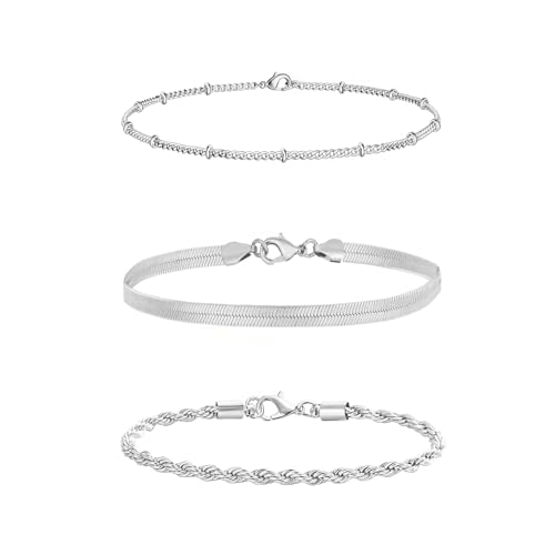 Habselikob 3Pcs Armband Damen Edelstahl Armbänder Damen 14k Vergoldet Gold Schlange Armkette Twist Ketten Charm Armband für Frauen Mädchen von Habselikob