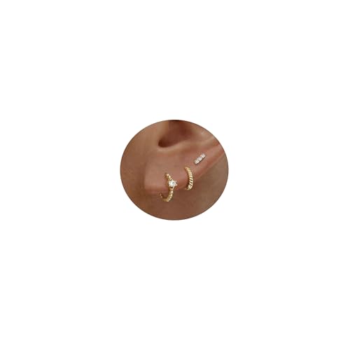 Habselikob 3/4 Stück Ohrringe Gold Set Damen Mädchen Stapelbar Zirkonia Kleine Ohrstecker Creolen für Mehrere Ohrlöcher Helix Piercings Habselikob 3/4 Stück Ohrringe Gold Set Damen Mädchen Stapelbar Zirkonia Kleine Ohrstecker Creolen für Mehrere Ohrlöcher Helix Piercings von Habselikob
