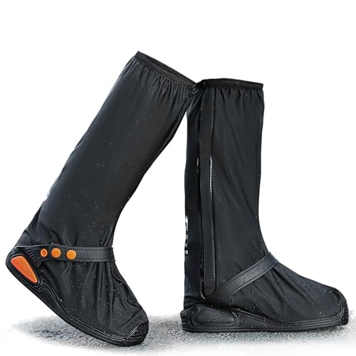 Habwea Schuhüberzieher Wasserdicht Überschuhe Schwarz Wiederverwendbar mit Reflektorstreifen Rutschfeste Regenfüßlinge Hohe Regenschutz Galoschen für Männer Frauen Fahrrad Motorrad, XXL Habwea Schuhüberzieher Wasserdicht Überschuhe Schwarz Wiederverwendbar mit Reflektorstreifen Rutschfeste Regenfüßlinge Hohe Regenschutz Galoschen für Männer Frauen Fahrrad Motorrad, XXL von Habwea