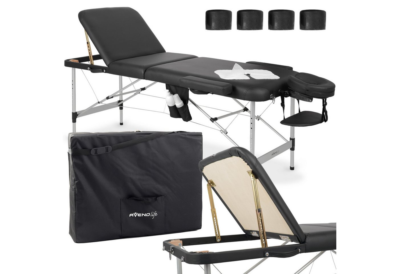 Habys Massageliege Adele Mobile Massagetisch Kosmetikliege Tragebares Schwarz von Habys