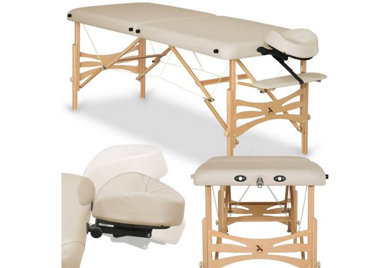 Habys Massageliege Panda Mobile Kosmetikliege Massagetisch Tragbar Klappbar Beige 180x70 von Habys