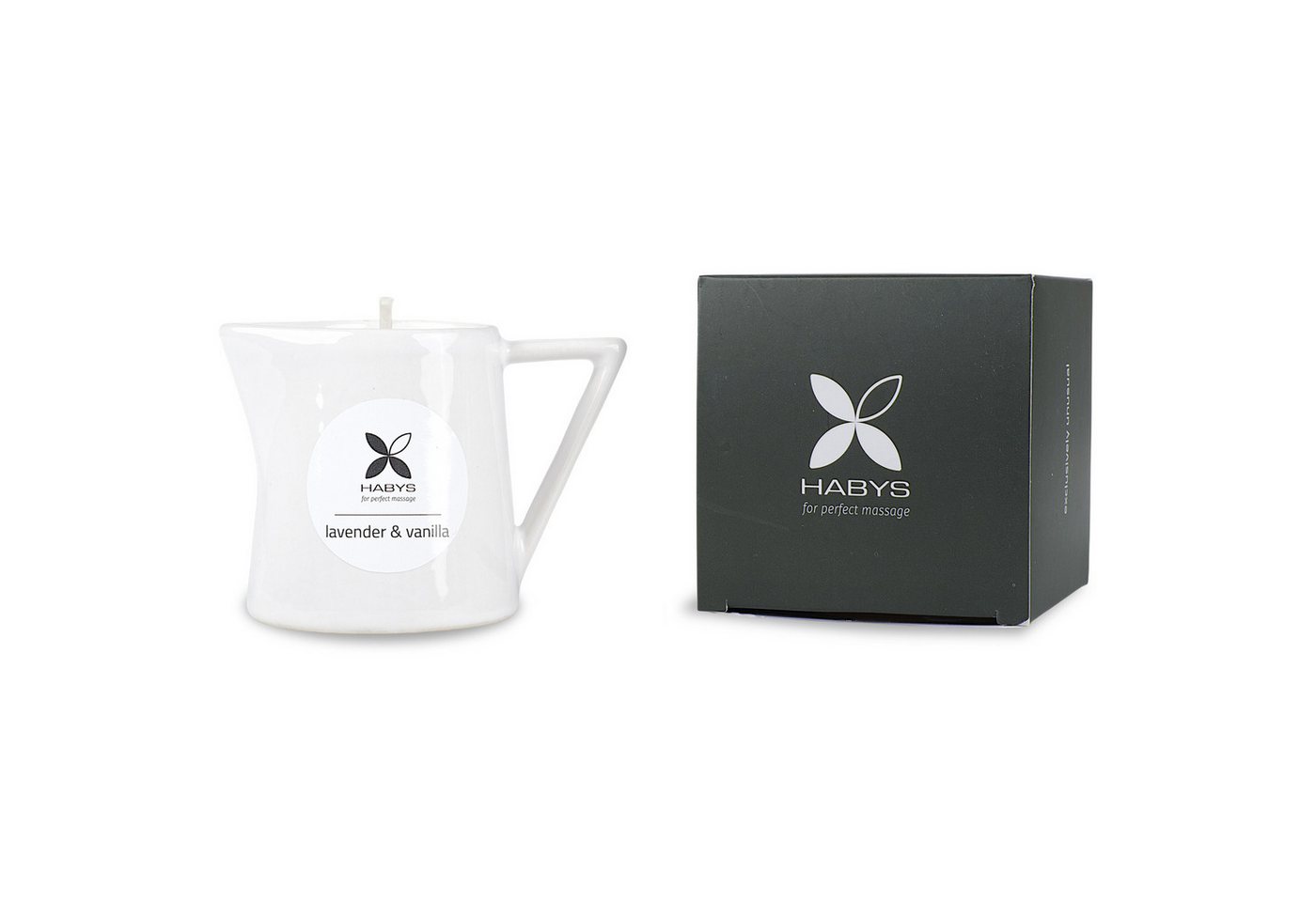 Habys Massageliege Massagekerze Lavender & Vanilla, Massageöl & Sheabutter, 110 ml von Habys