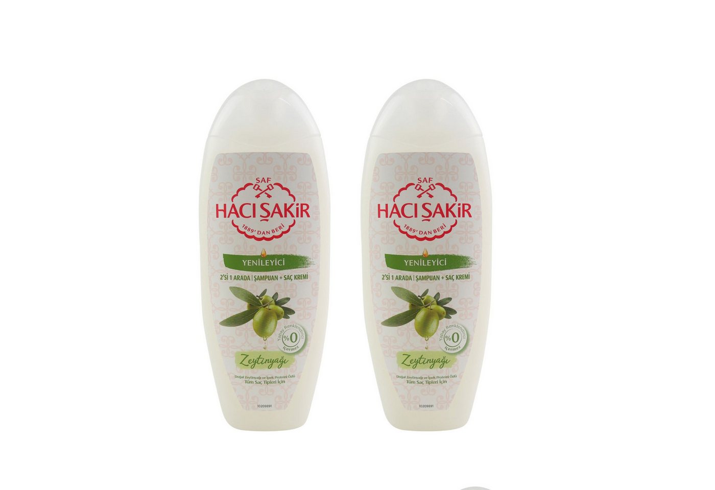 Haci Sakir Haarshampoo Haci Sakir Shampoo 2x 500 ml mit Olivenöl, Spar-Set, 2-tlg., mit Olivenöl Extrakten von Haci Sakir