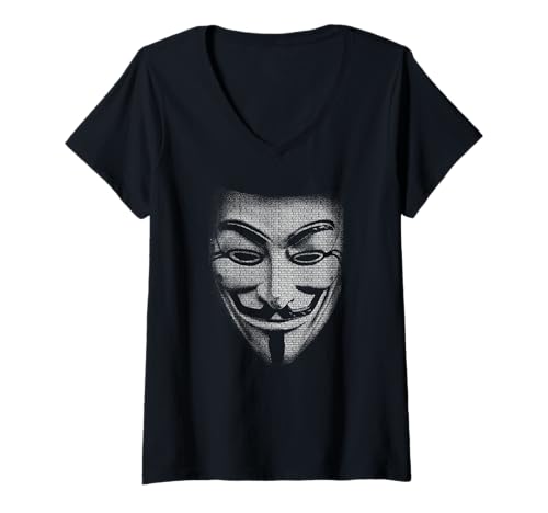 Damen Hacker Mask Picture from Words Freedom Over Fear T-Shirt mit V-Ausschnitt Damen Hacker Mask Picture from Words Freedom Over Fear T-Shirt mit V-Ausschnitt von Hacker Mask Picture From Words Freedom Over Fear