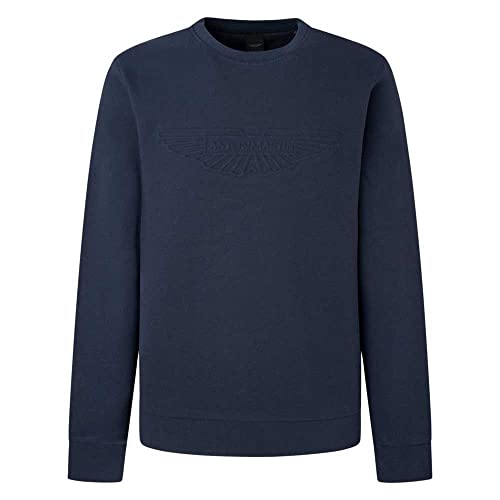 HACKETT LONDON Herren Am Embossed Crew Sweatshirt, Blue (Navy), XL von Hackett London