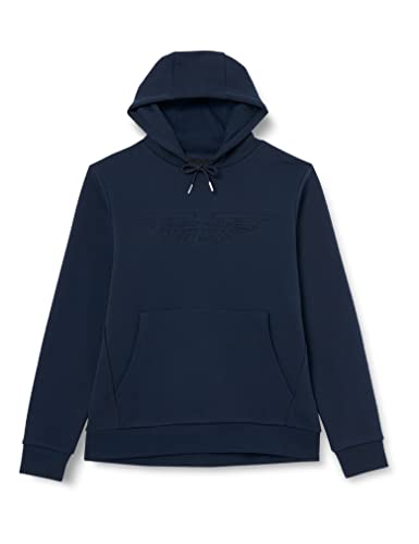 HACKETT LONDON Herren Am Embossed HDY Kapuzenpullover, Blue (Navy), L von Hackett London