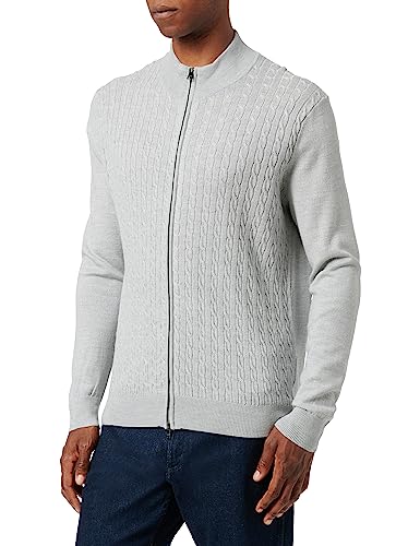 HACKETT LONDON Herren Baby Cable Fzip Strickjacke, Beige (Zement), 3XL von Hackett London