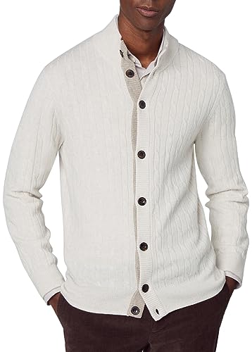 HACKETT LONDON Herren Cable Fbutton Strickjacke, Grau (Silverbirch), XL von Hackett London