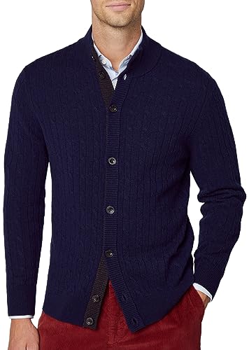 HACKETT LONDON Herren Cable Fbutton Strickjacke, blau (Marineblau), S von Hackett London