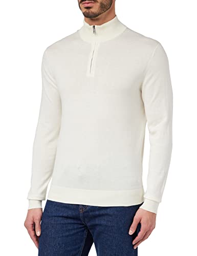 HACKETT LONDON Herren Cotton Cashmere Hzip Pullover, Natur, M von Hackett London