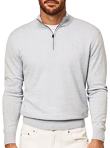 HACKETT LONDON Herren Cotton Cashmere Hzip Pullover, oxfordblau, XXL von Hackett London