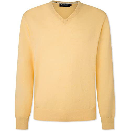 HACKETT LONDON Herren Cotton Cashmere V Pullover, hellgelb, S von Hackett London