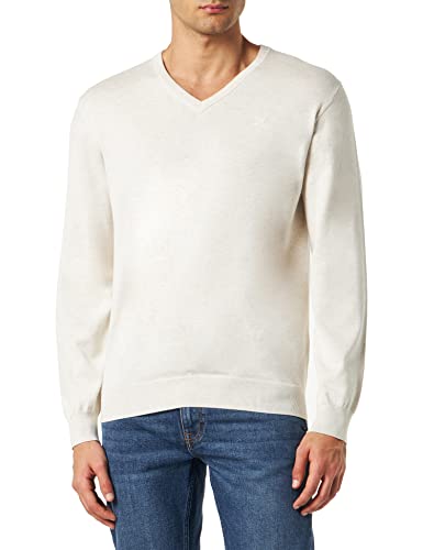 HACKETT LONDON Herren Cotton Silk V Neck Pullover, Natur, L von Hackett London