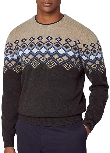 HACKETT LONDON Herren Fairisle Crew Pullover, Green (Khaki Multi), XXL von Hackett London