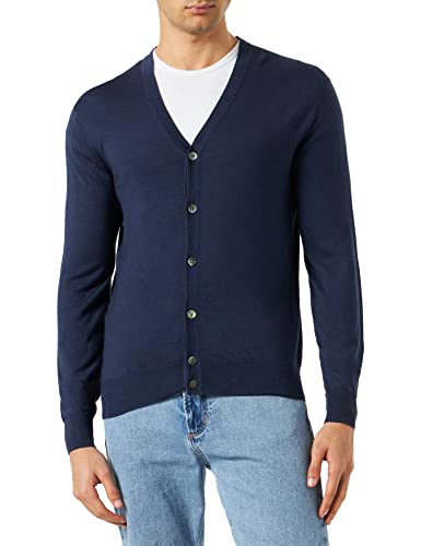 HACKETT LONDON Herren GMD Merino Silk Cardi Strickjacke, Navy, S von Hackett London