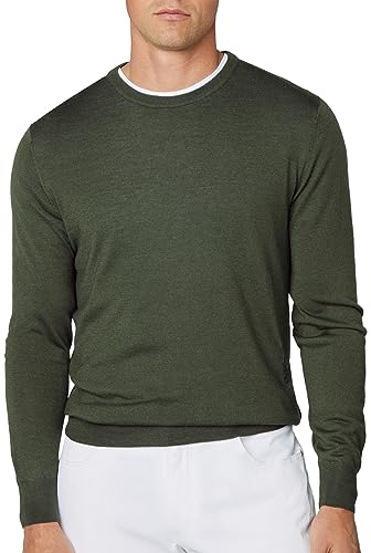 HACKETT LONDON Herren GMD Merino Silk Crew Pullover, Brown (Khaki), L von Hackett London