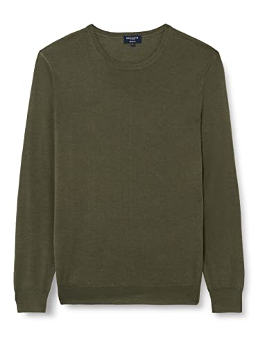 HACKETT LONDON Herren GMD Merino Silk Crew Pullover, Olive, S von Hackett London