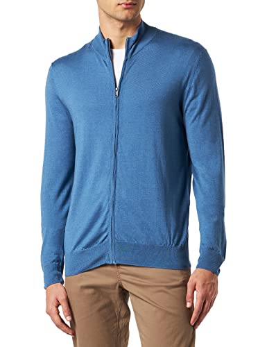 HACKETT LONDON Herren GMD Merino Silk Fzip Pullover, Chambray, M von Hackett London