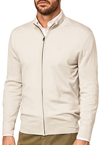 HACKETT LONDON Herren GMD Merino Silk Fzip Pullover, Stone, S von Hackett London