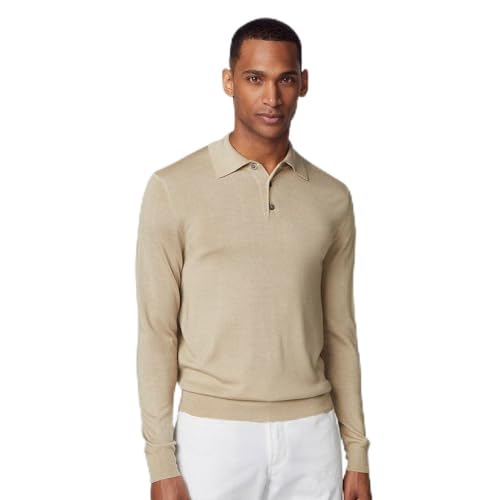 HACKETT LONDON Herren GMD Merino Silk Polo Pullover, Braun (Taupe), XXL von Hackett London