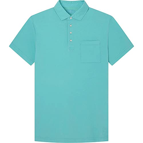 HACKETT LONDON Herren GMD Pocket JSY Ss Polohemd, Aqua, XL von Hackett London