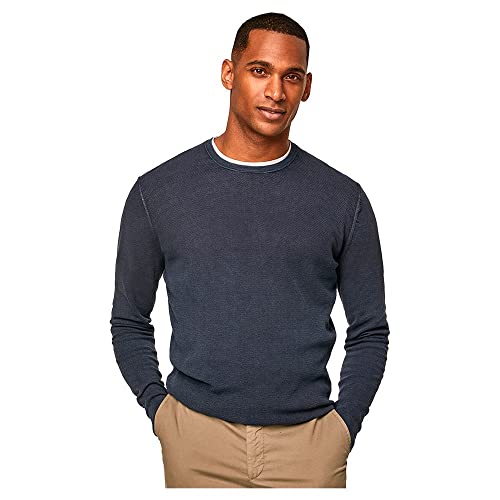 HACKETT LONDON Herren GMD Textured Crew Pullover, Navy, L von Hackett London