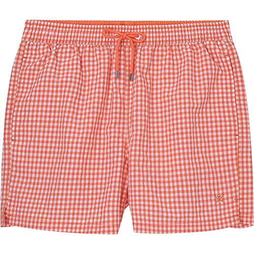 HACKETT LONDON Herren Gingham Badehose, Korallenrot, M von Hackett London