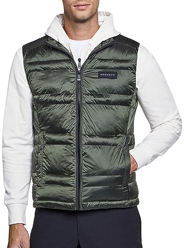 HACKETT LONDON Herren Hs Feather Gilet Weste, Grün (Olivgrün), L von Hackett London