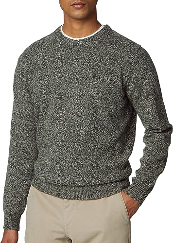 HACKETT LONDON Herren Lw Mouline Crew Pullover, Grün (Grün/Taupe), XL von Hackett London