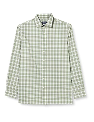 HACKETT LONDON Herren Melange Check Hemd, White/Green, 3XL von Hackett London