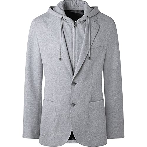 HACKETT LONDON Herren Melange Knit W/Hood Jacket, Grey (Light Grey), 50W/34L von Hackett London