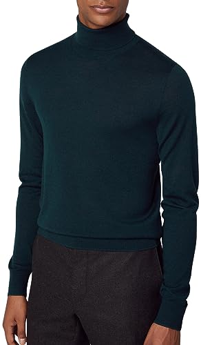 HACKETT LONDON Herren Merino Silk Roll Neck Pullover, Grün (dunkelgrün), M von Hackett London